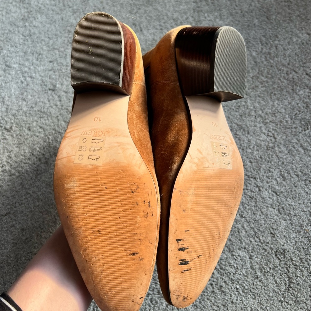 J.Crew Piper Size 10 Tan Ankle Booties Suede Brown Tan Block Heel Western Boots - Picture 5 of 5